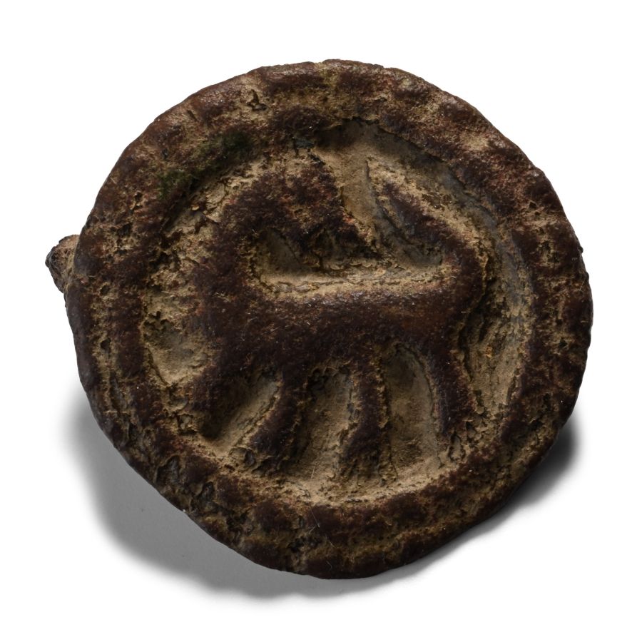 Anglo-Scandinavian Viking Bronze Plate Brooch with Beast Facing Back