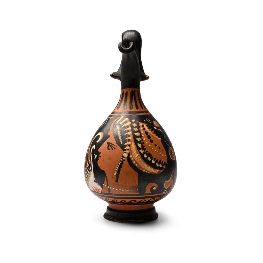 Greek Apulian Red-Figured Prochous with Lady of Fashion