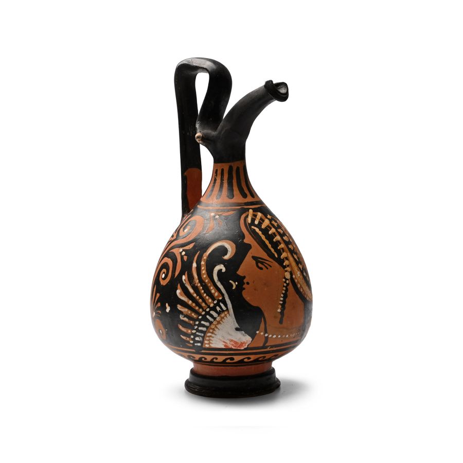 Greek Apulian Red-Figured Prochous with Lady of Fashion