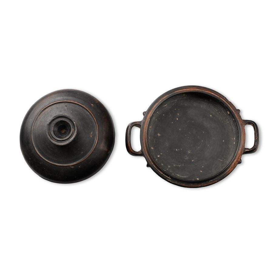 Greek Attic Black-Glazed Lidded Lekanis