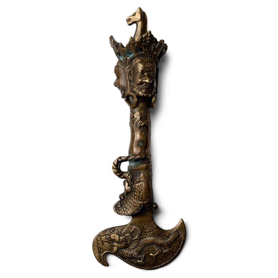 Tibetan Bronze Phurba Buddhist Sacrificial Knife