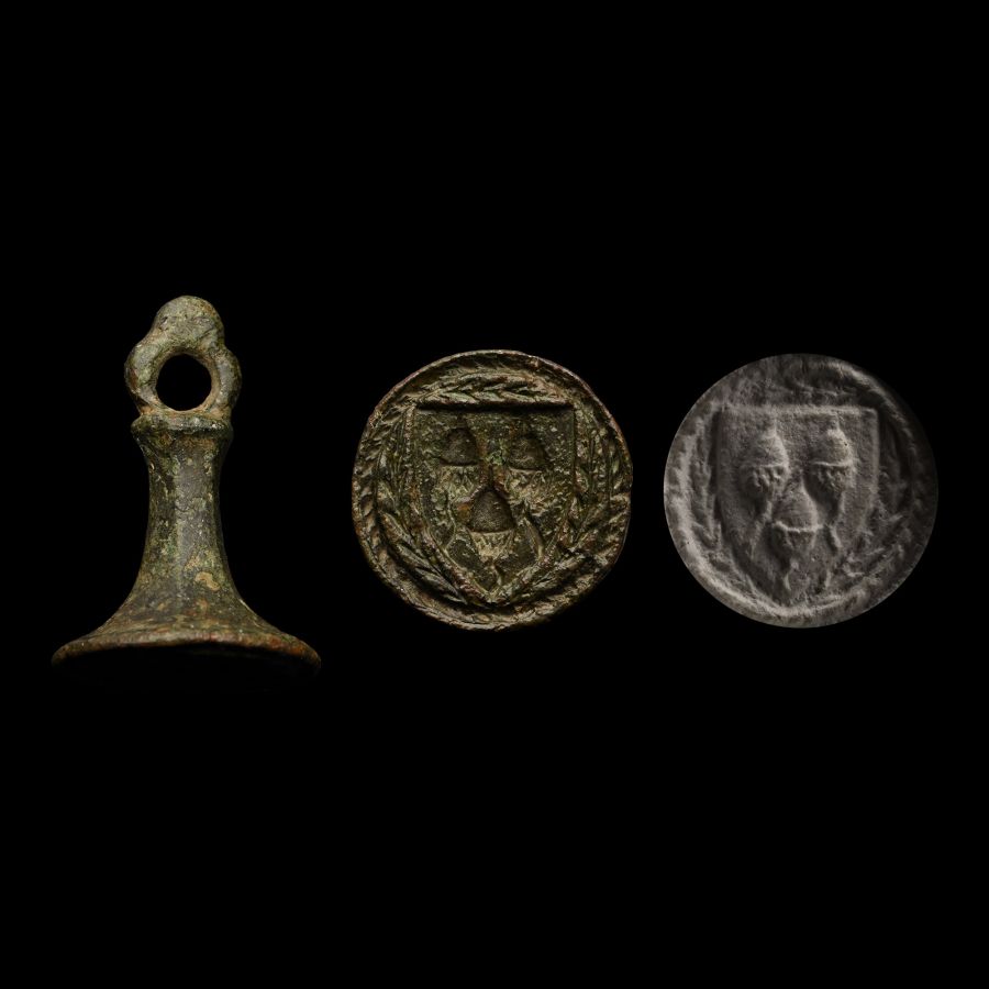 Medieval Bronze Heraldic Seal Matrix