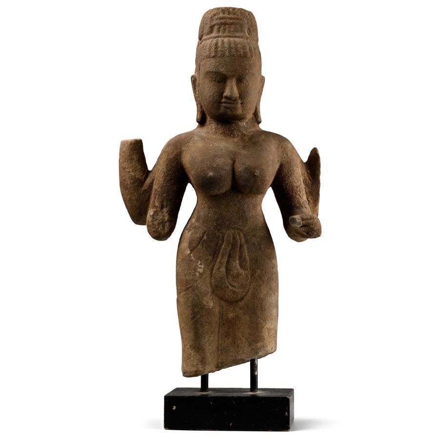 South East Asian Sandstone Statue of the Goddess Durga