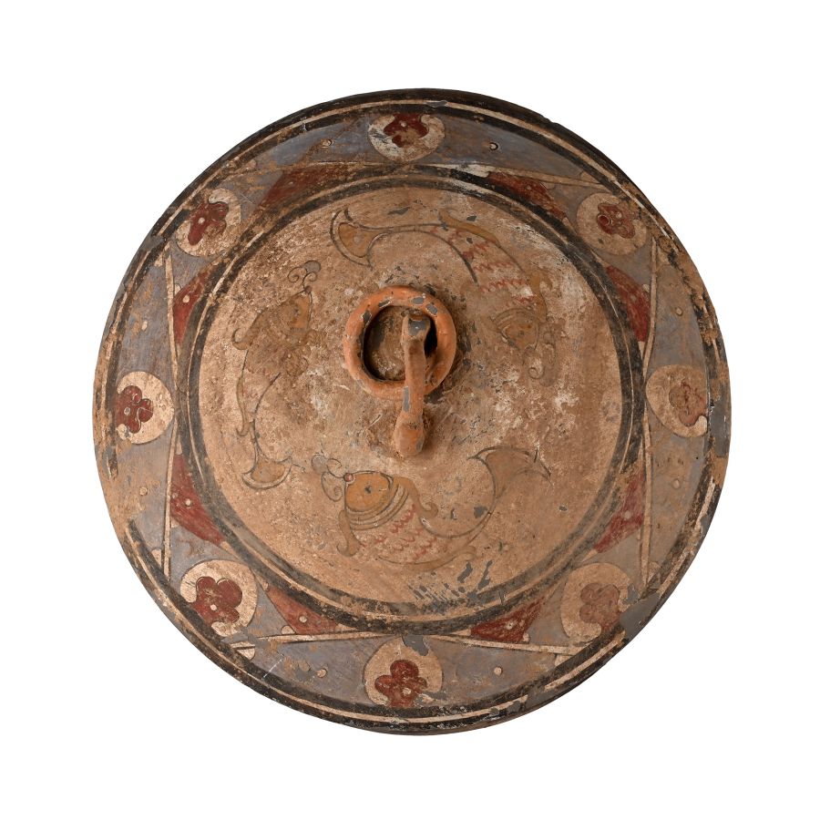 Chinese Han Style Terracotta Painted Lidded Vessel