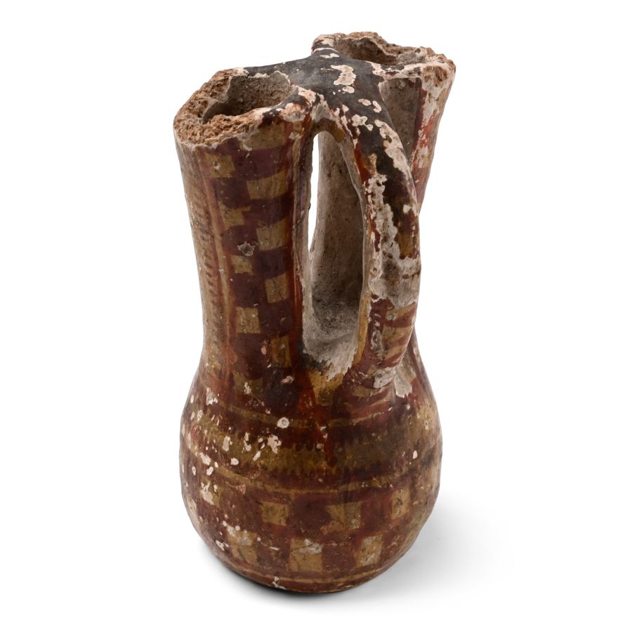 North African Painted Double Spouted Juglet