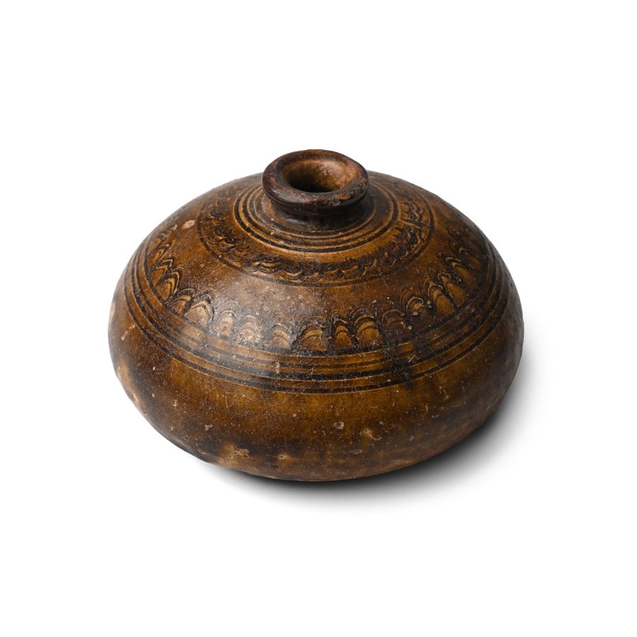 South East Asian Glazed Ceramic Oil Vessel