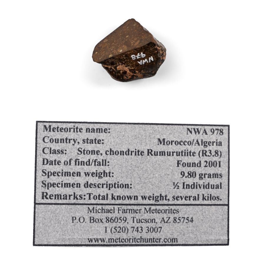 NWA 978 Rumuruti R3.8 Cut and Polished Chondrite Meteorite