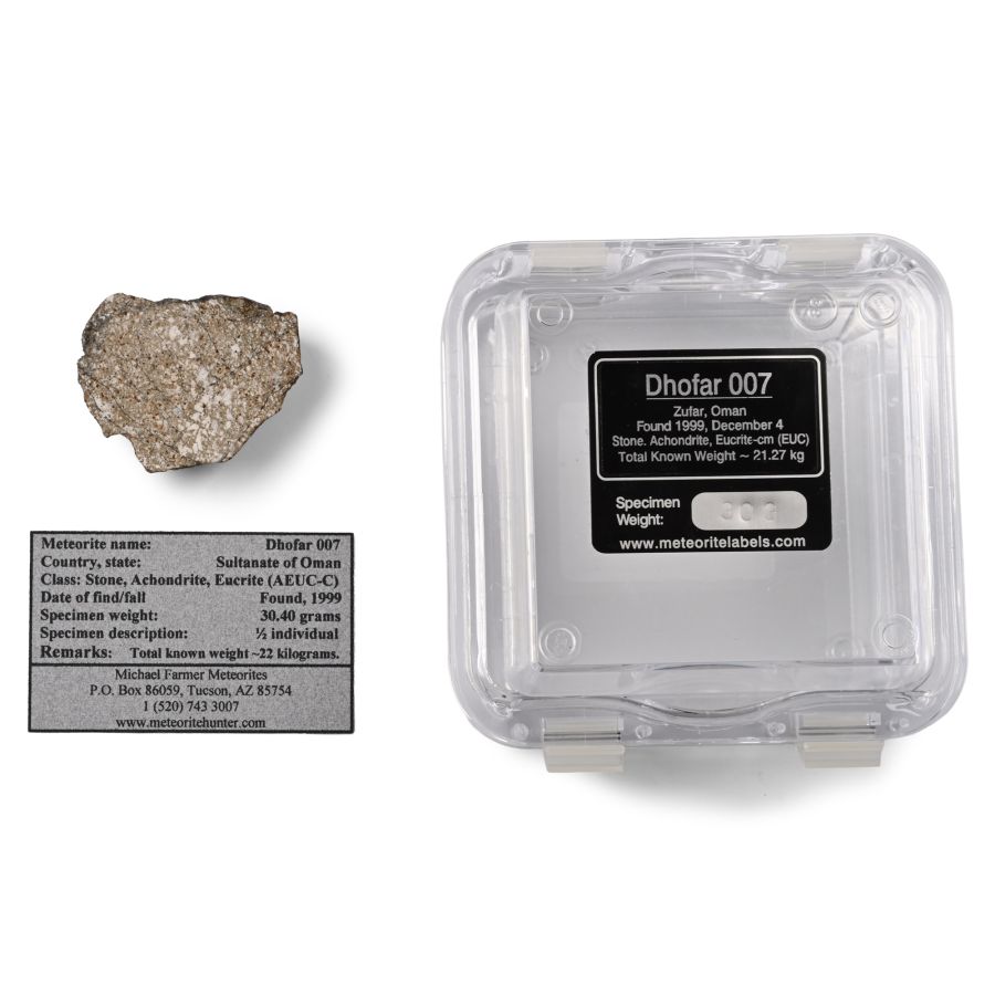 Dhofar 007 Eucrite Achondrite (AEUC-C) Cut and Polished Meteorite