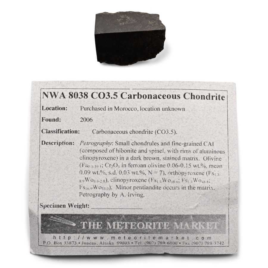 NWA 8038 Carbonaceous Chondrite (CO3.5) Polished Meteorite