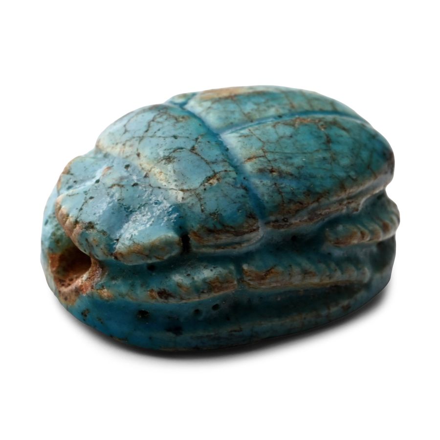 Egyptian Blue Glazed Royal Scarab for Tuthmoses III
