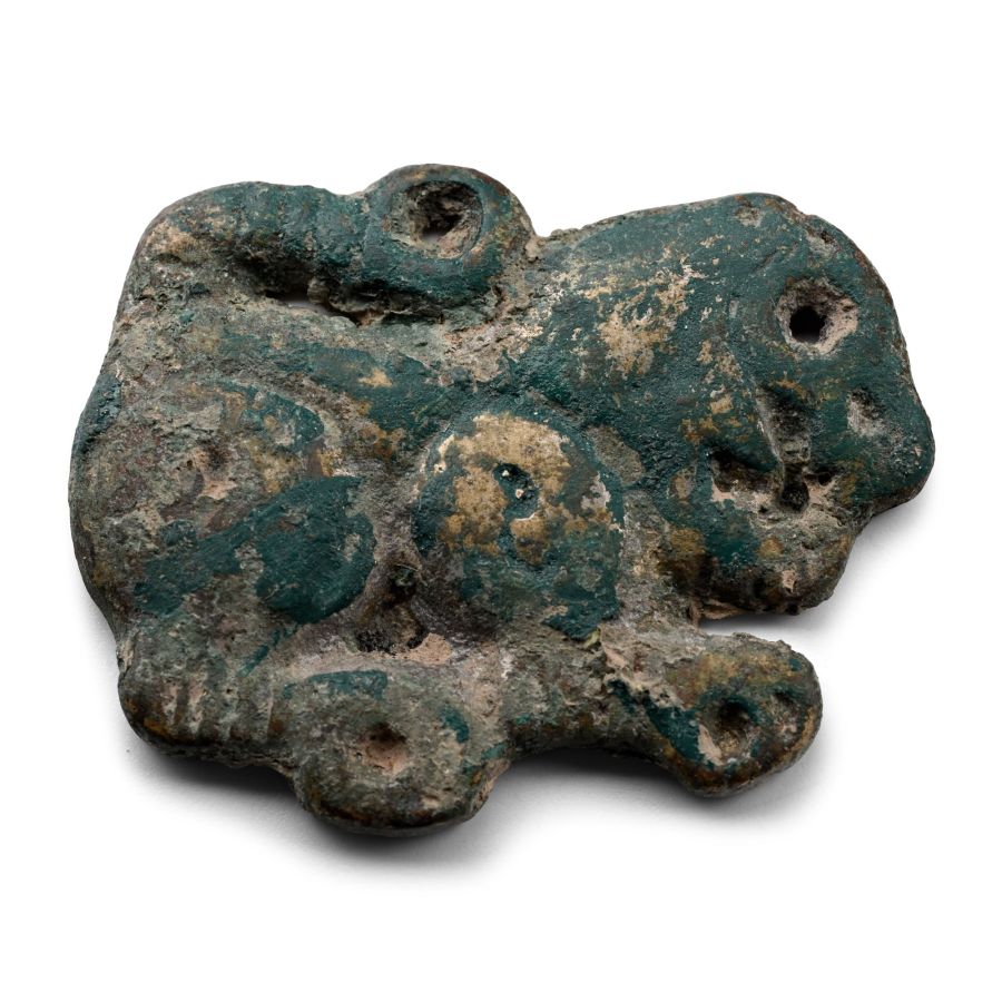 Ordos Gilt Bronze Lion Applique