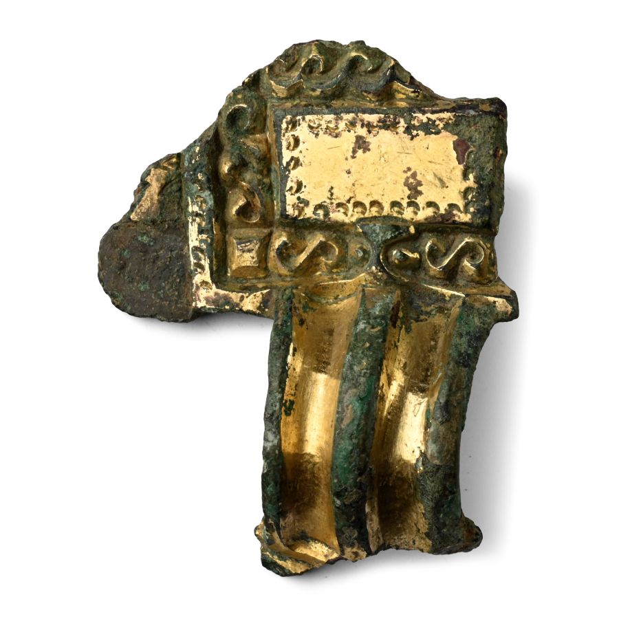 Anglo-Saxon Gilt Bronze Great Square-Headed Brooch Fragment