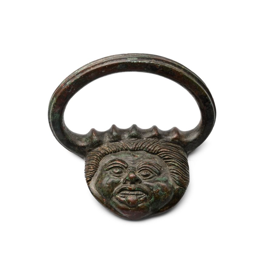 Greek Bronze Vessel Handle with Medusa