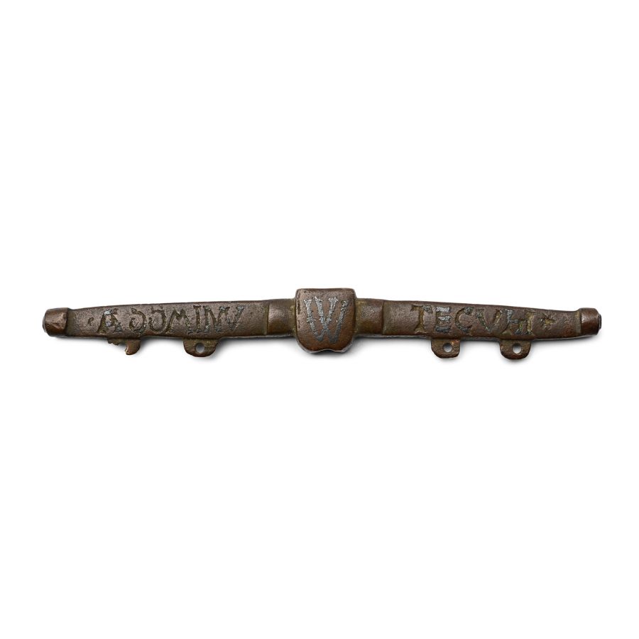 Medieval Inscribed Bronze Purse Bar