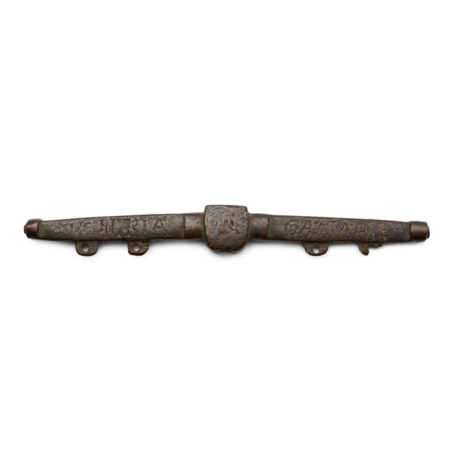 Medieval Inscribed Bronze Purse Bar