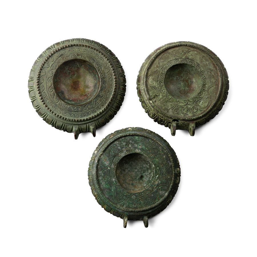 Roman Decorated Bronze Vessel Lid Group