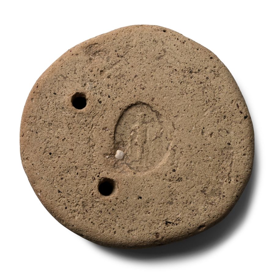 Greek Terracotta Pendant with Stamp