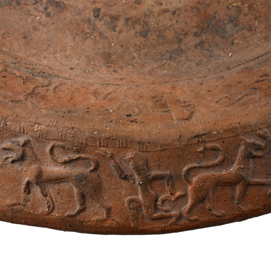 Large Etruscan Terracotta Caeretan Cylinder-Stamped Brazier