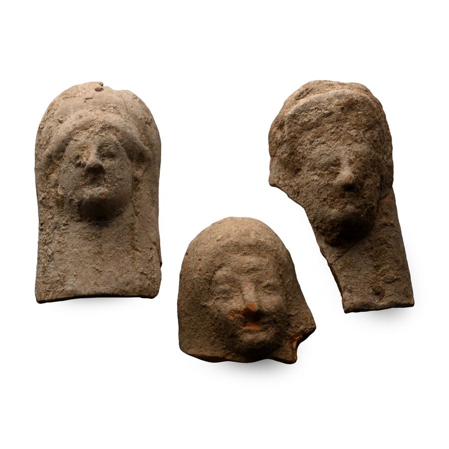 Greek Terracotta Female Protome Group