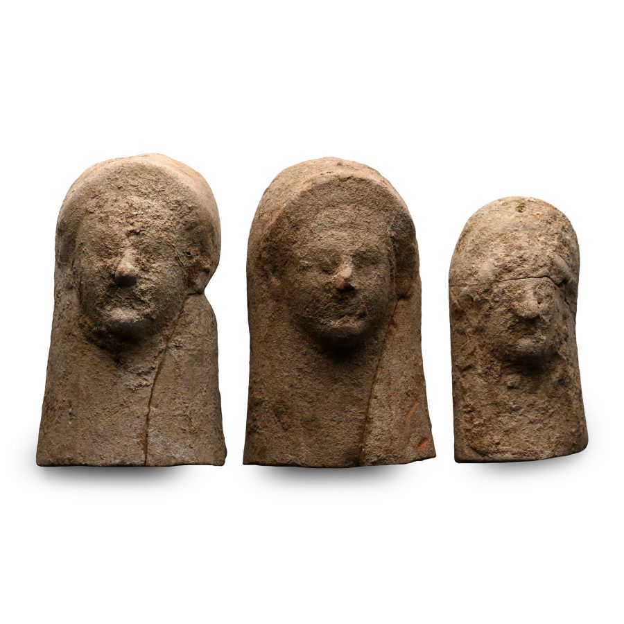 Greek Terracotta Female Protome Group