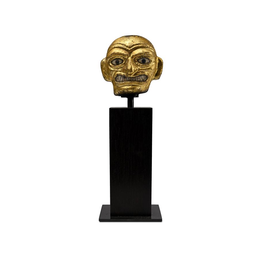 Moche Tumbago Royal Janus Portrait Figure with Inlaid Eyes and Teeth