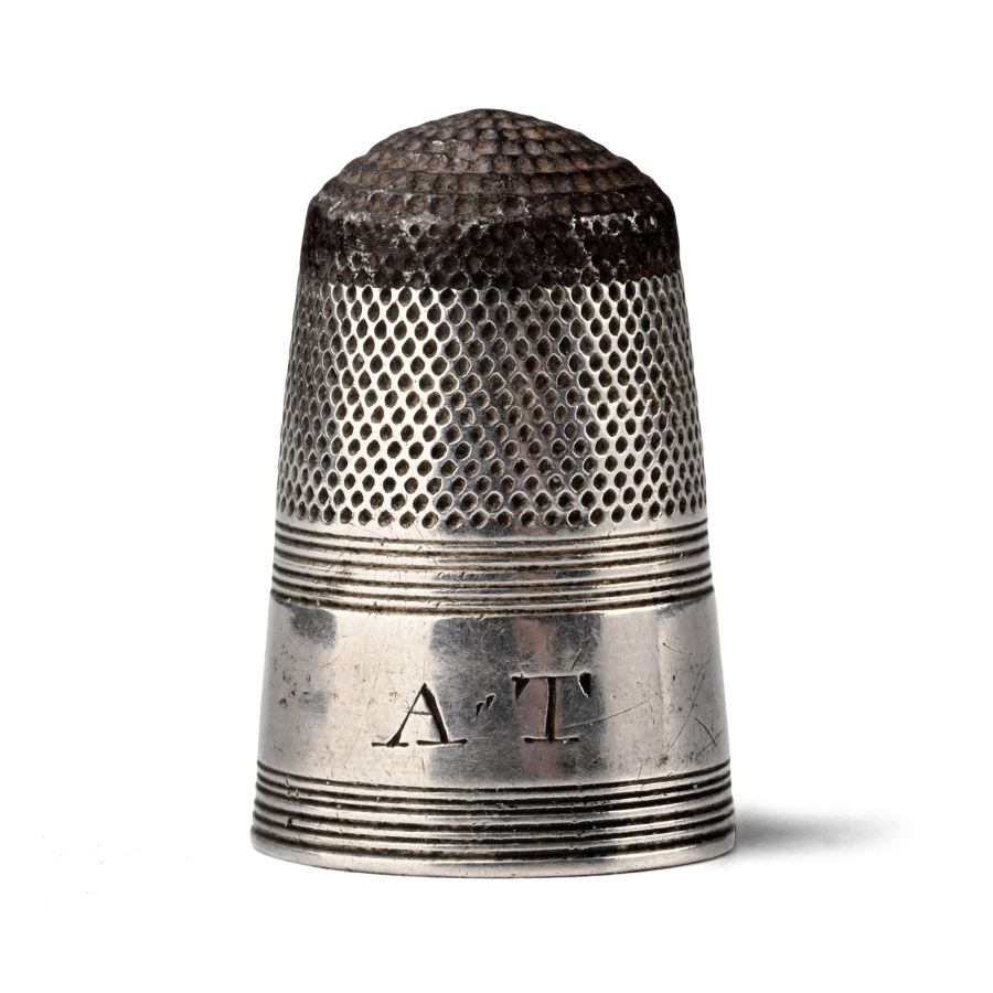 Post Medieval Silver Thimble with Initials AT