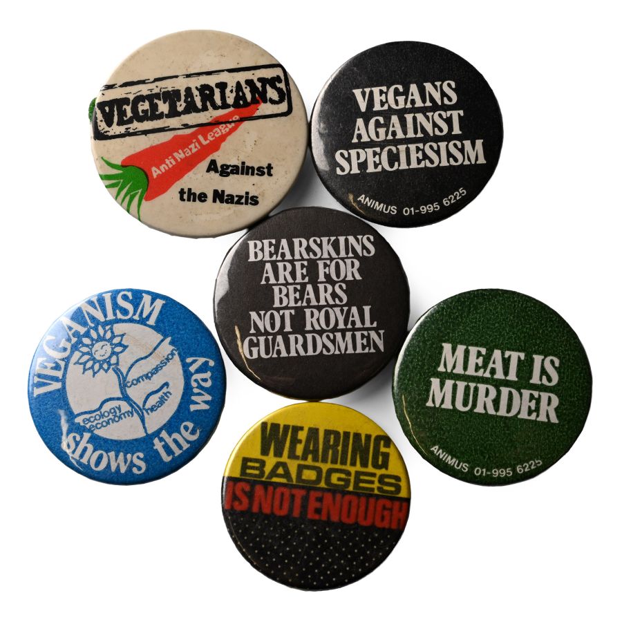 Vegetarian and Vegan Vintage Pin Badge Collection