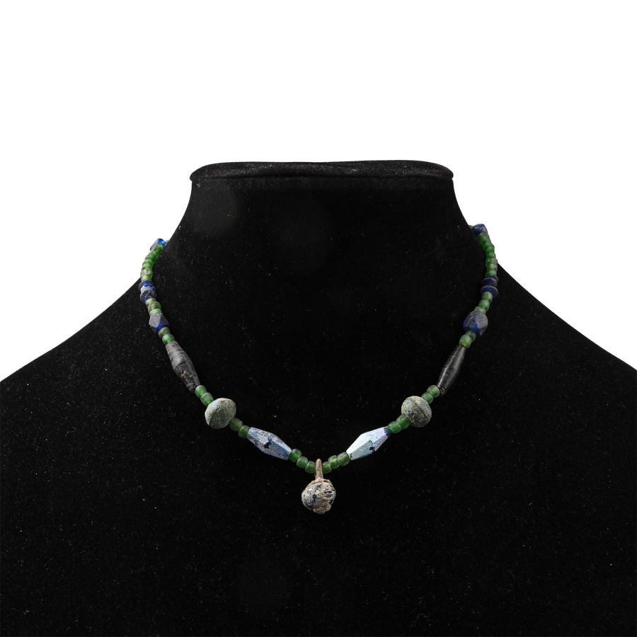 Roman Green and Blue Glass Bead Necklace String