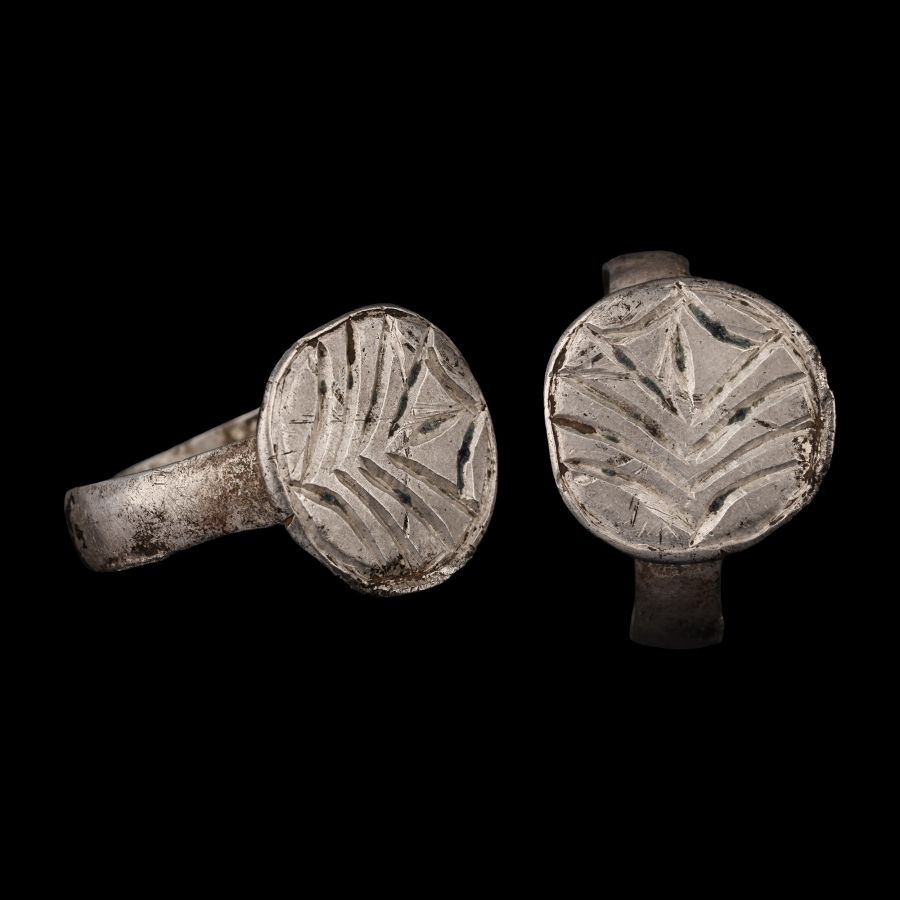 Medieval Bronze Ring with Palm Frond