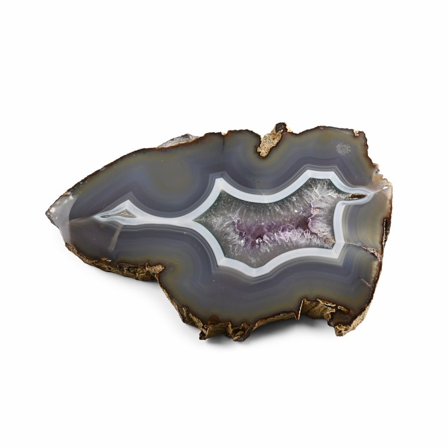 Cut and Polished Agate with Crystal Geode Slice