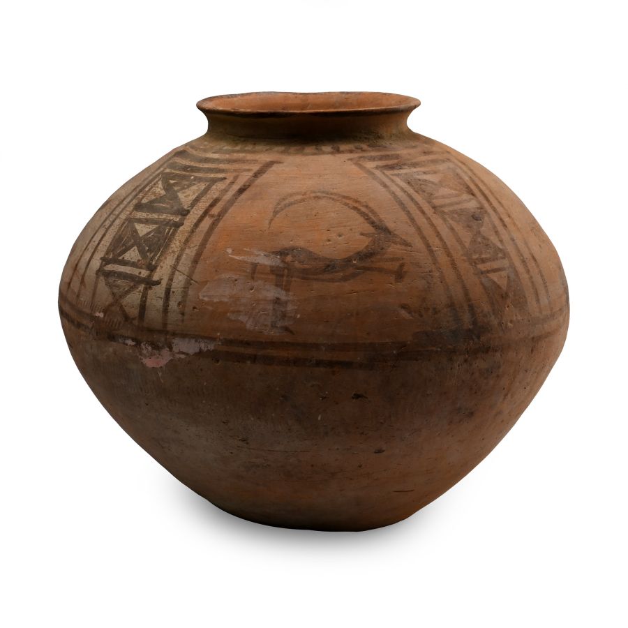 Indus Valley Terracotta Jar with Ibexes and Birds