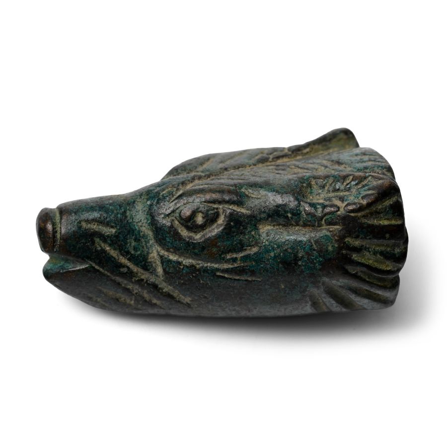 Roman Bronze Wolf's Head Terminal