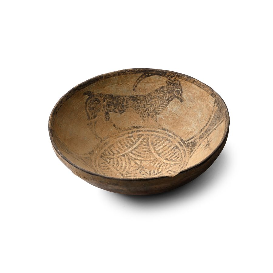 Indus Valley Mehrgarh Terracotta Bowl with Wolf and Ibex