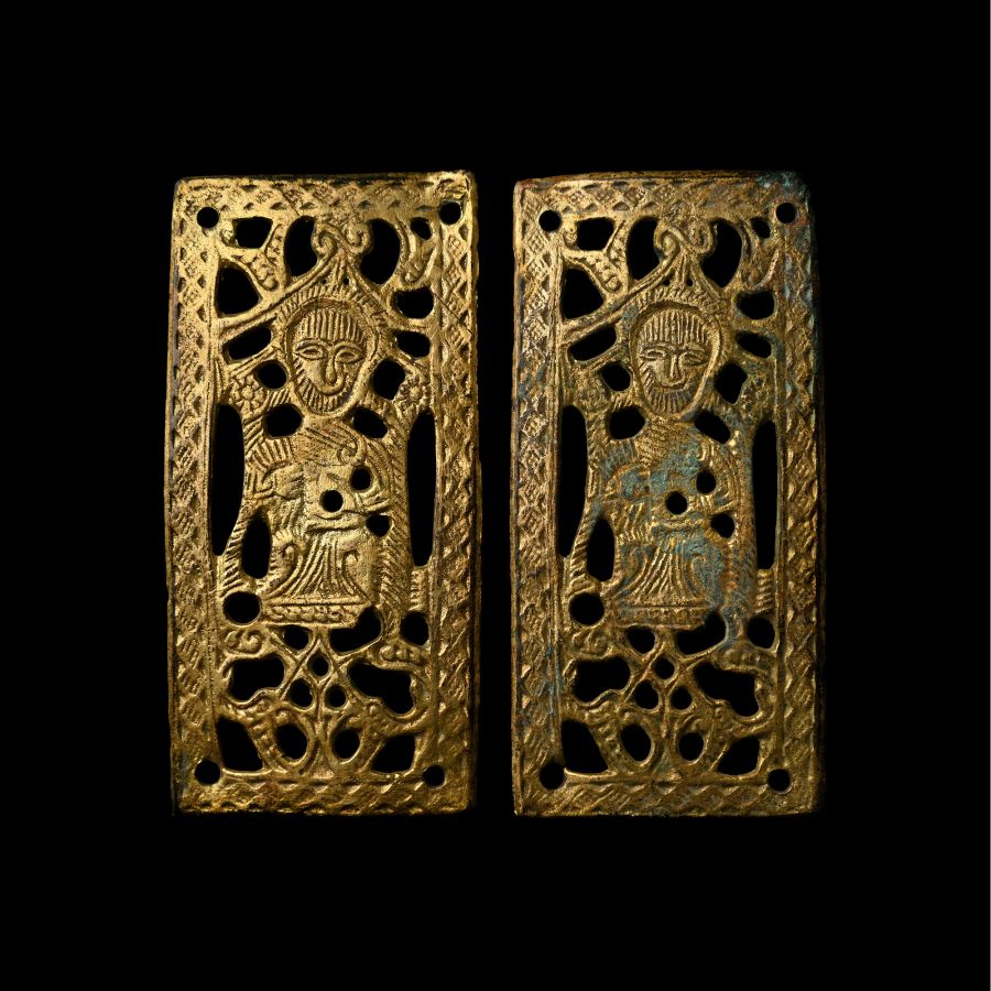 Medieval Gilt Plaques with Evangelists Holding Gospels
