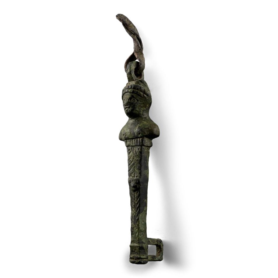 Roman Bronze Figural Lock Hasp