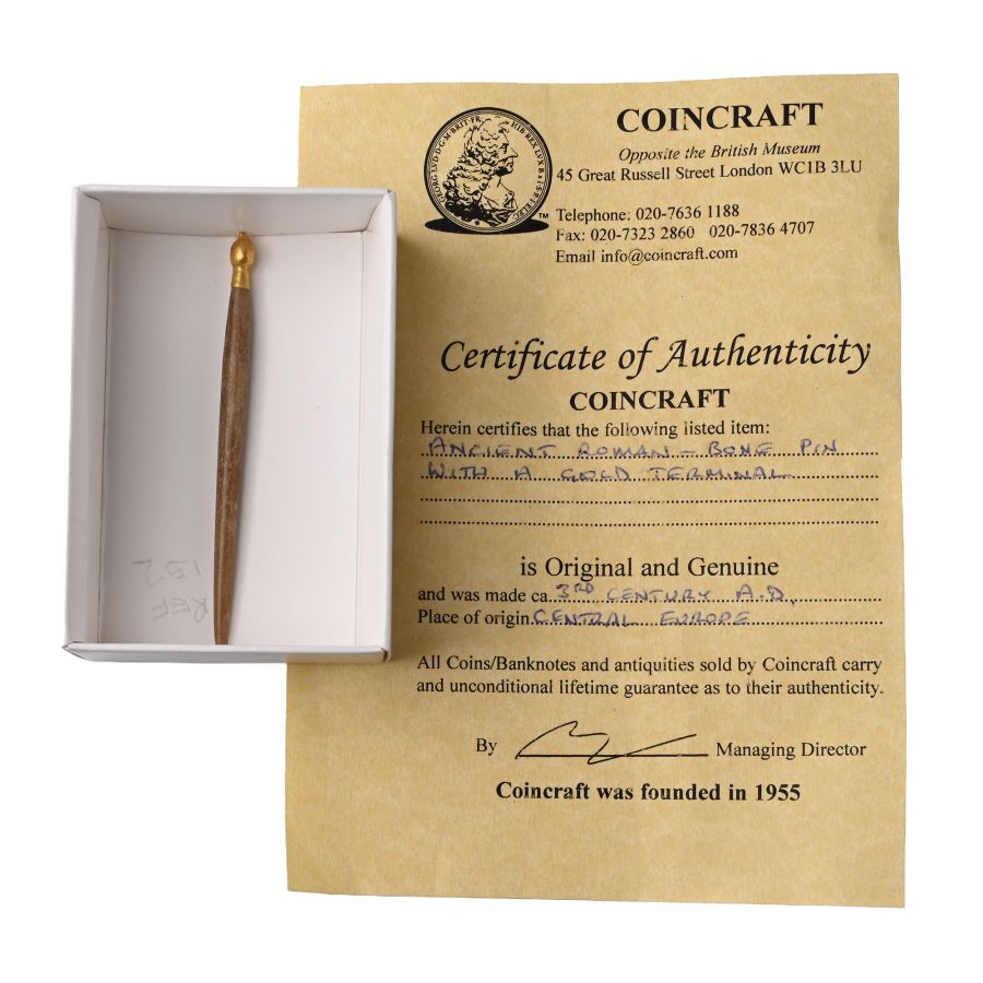 Roman Bone Pin with Gold Terminal