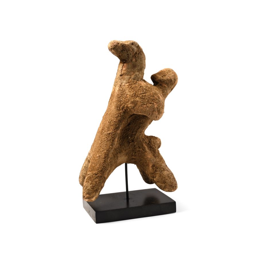 Archaic Greek Terracotta Figure of Mounted Warrior with Shield