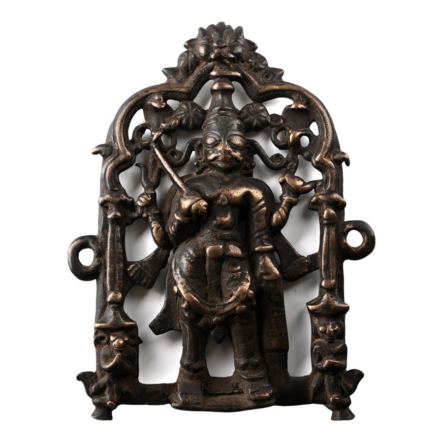 Sacred Copper-Alloy Plaque with Shiva and Attendants