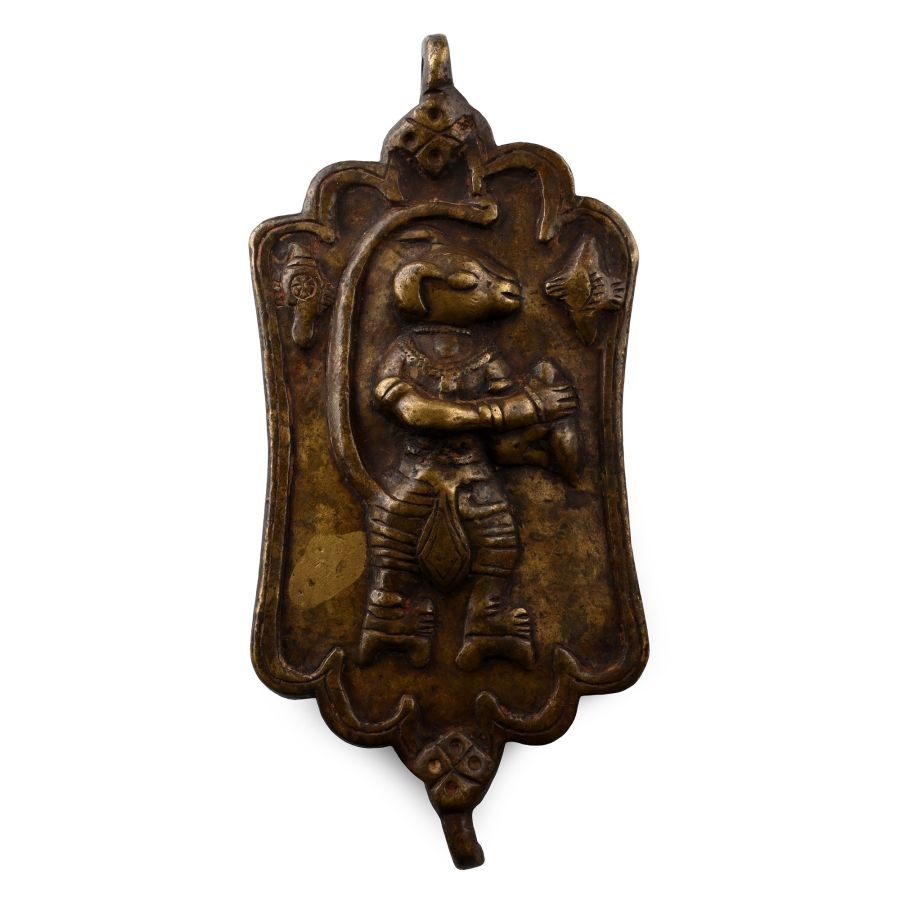 Sacred Copper-Alloy Plaque with Hindu God