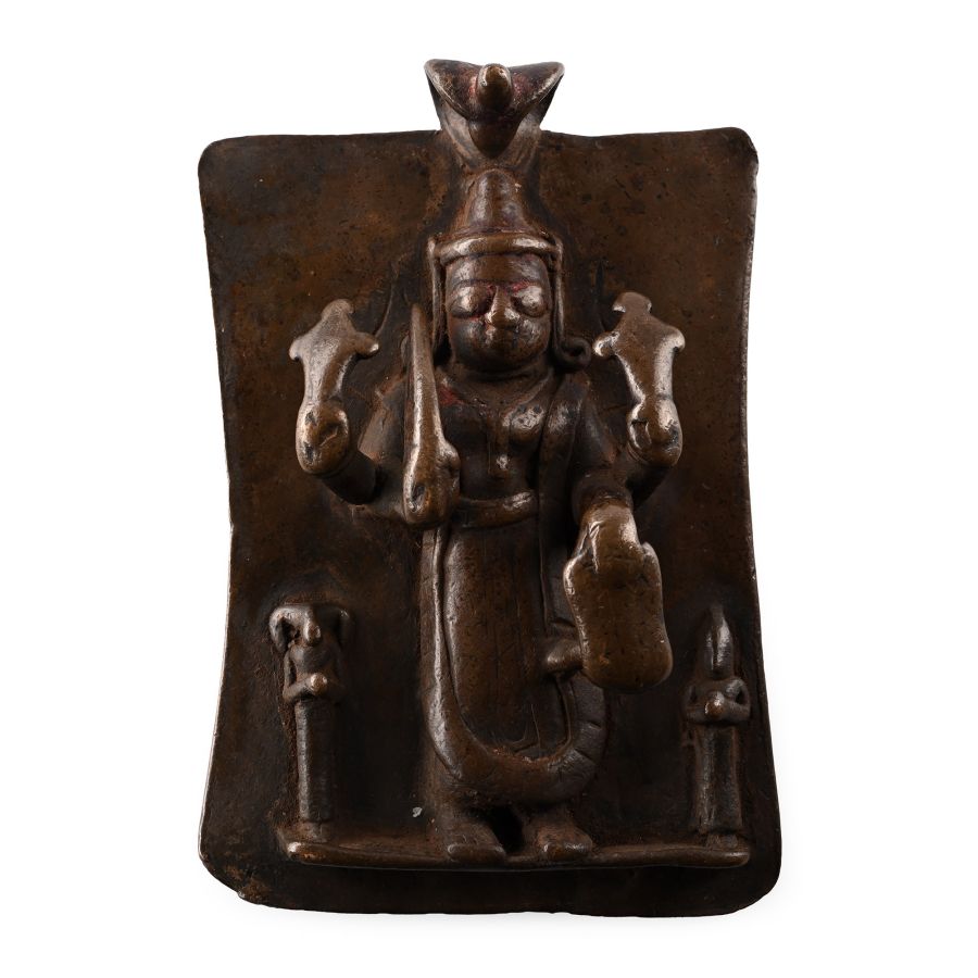 Sacred Copper-Alloy Plaque with Shiva and Attendants