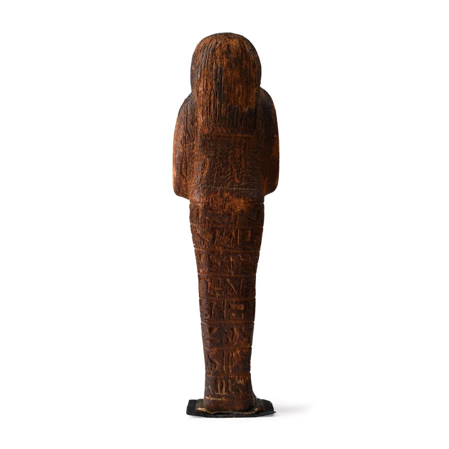 Egyptian Wooden Shabti with Hieroglyphic Inscription