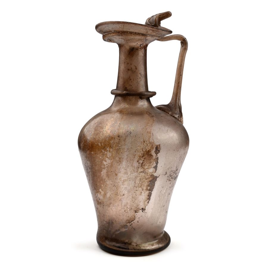 Large Roman Aubergine Glass Jug