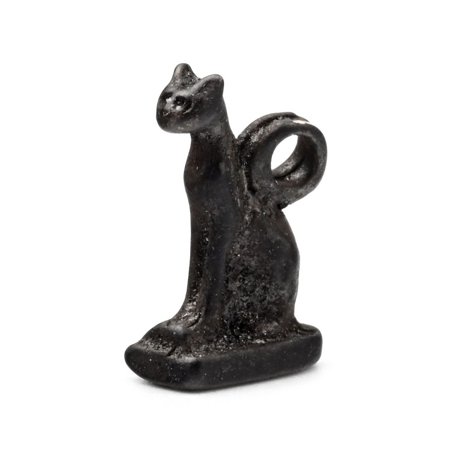 Egyptian Silver Bastet as Seated Cat Amulet
