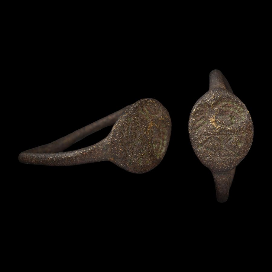 Roman Bronze Ring with Portrait Facing Right