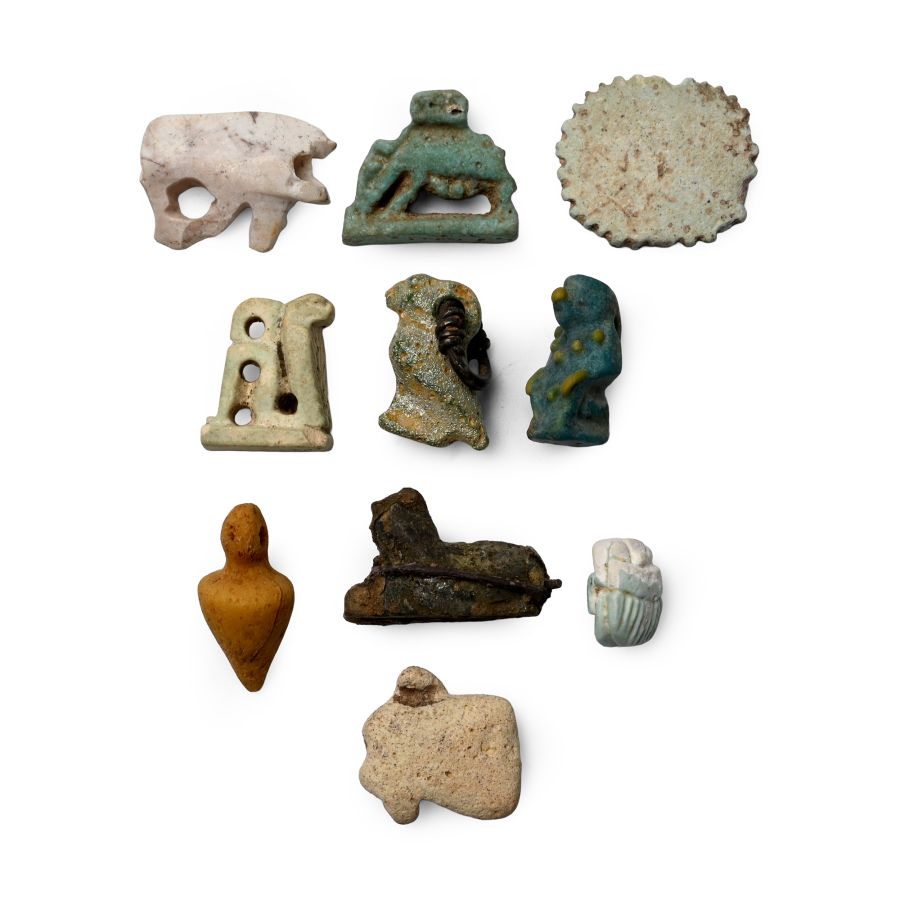Egyptian Faience and Hardstone Amulet Group