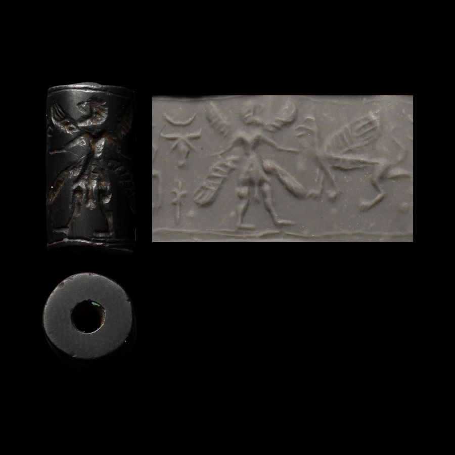 Neo Assyrian Haematite Cylinder Seal with Gods
