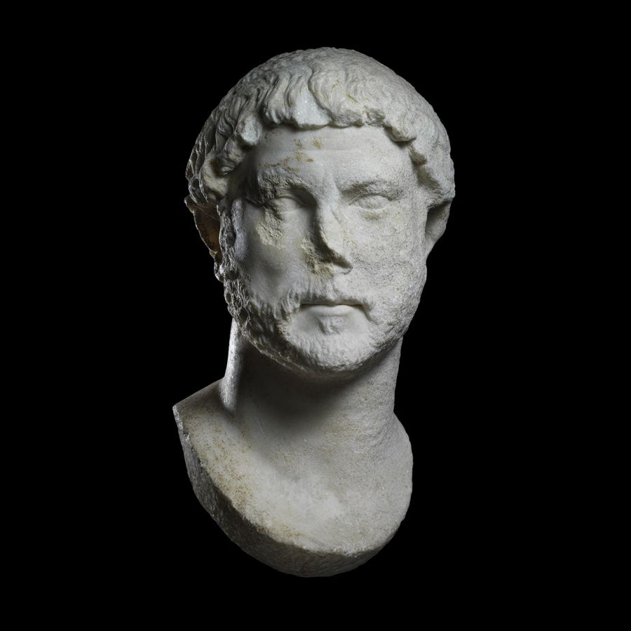 Twice the Life-Size Marble Portrait of Emperor Hadrian