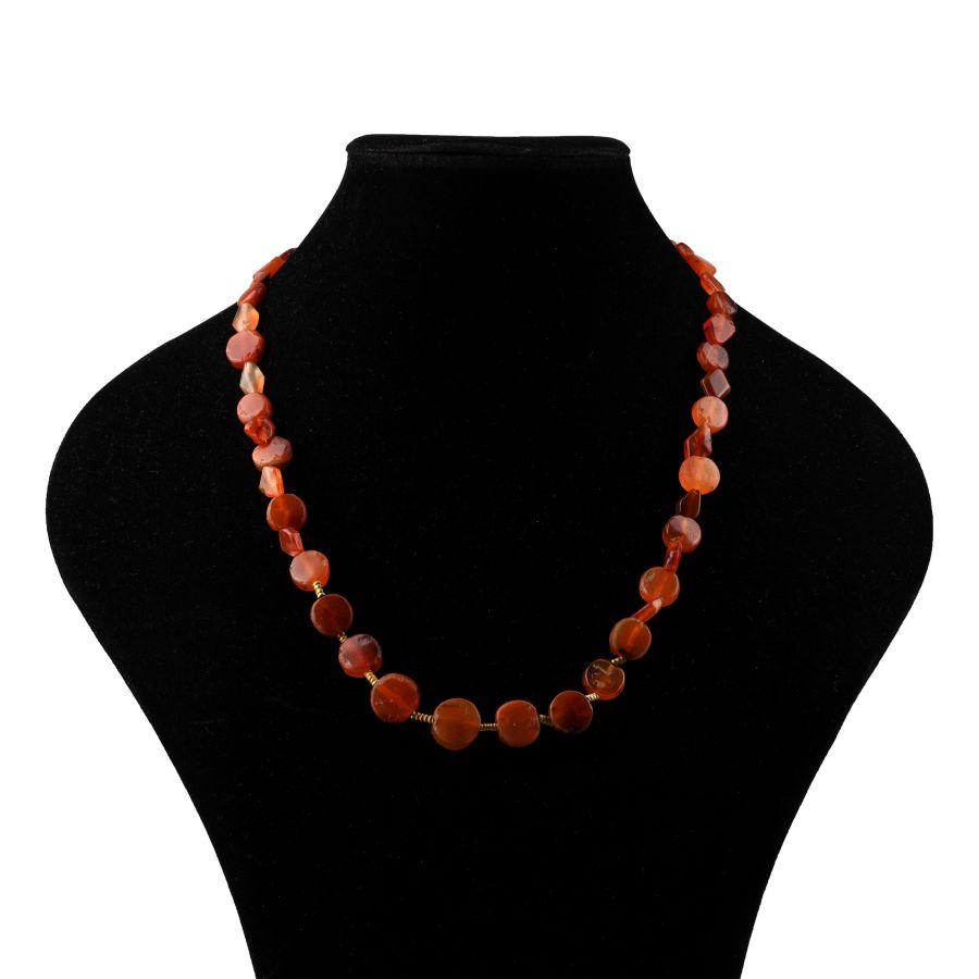 Western Asiatic Carnelian and Gold Bead Necklace