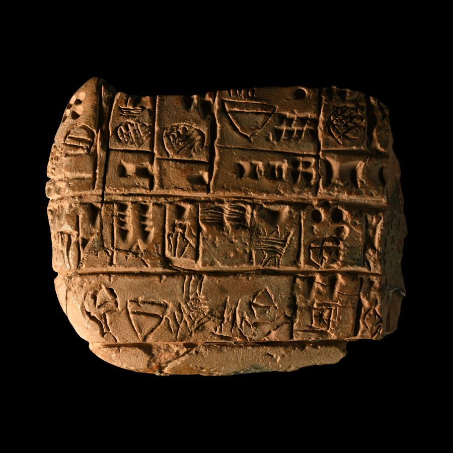 Sumerian Pictographic Tablet Fragment Listing Sheep and Goats