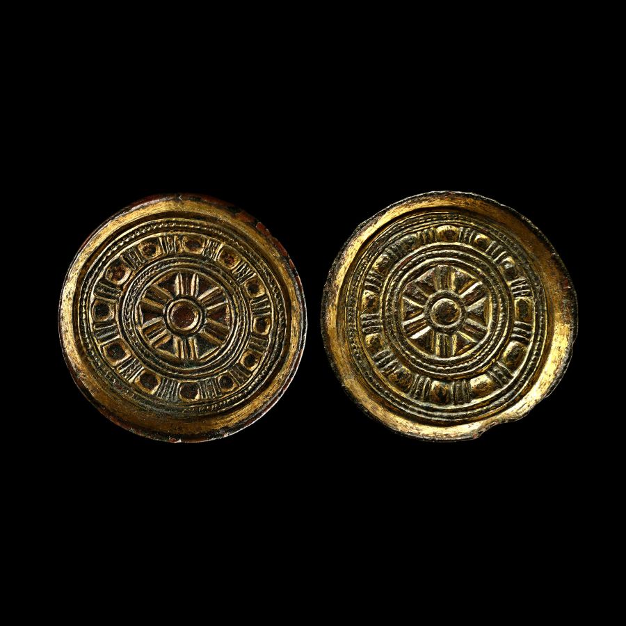 Anglo-Saxon Gilt Bronze Saucer Brooch Pair